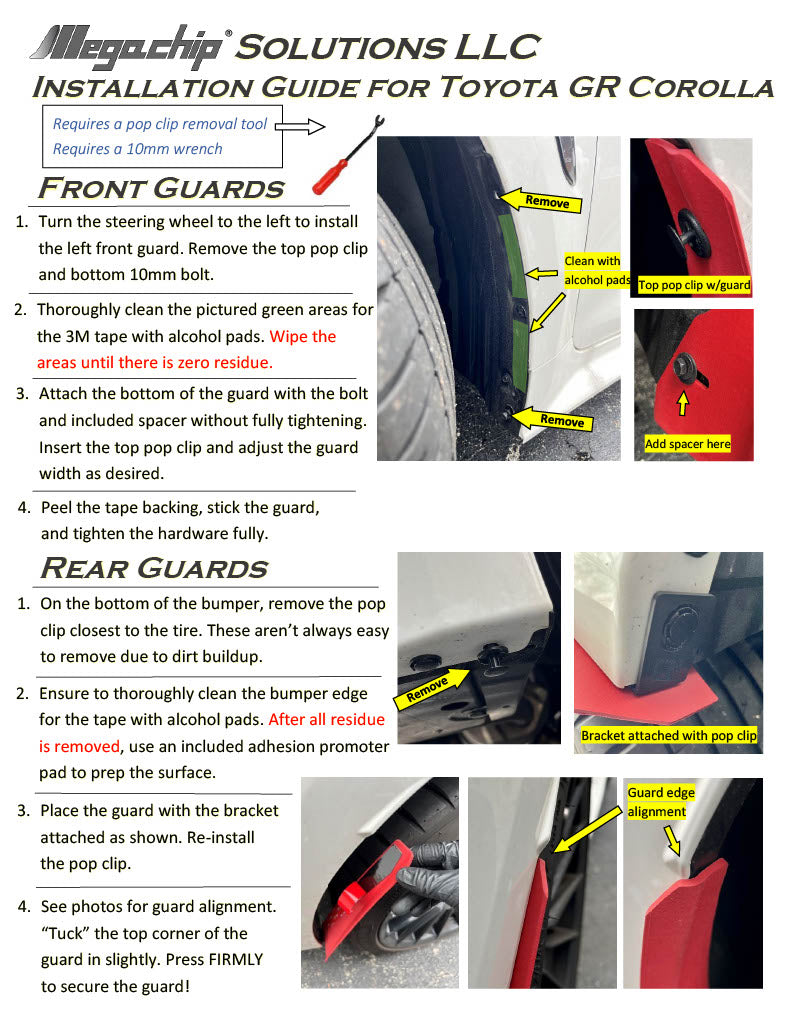 Toyota GR Corolla Splash Guards