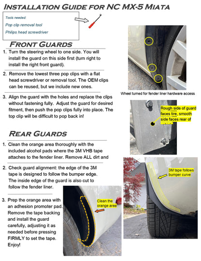 NC Mazda MX-5 Miata Splash Guards (2006-2015)