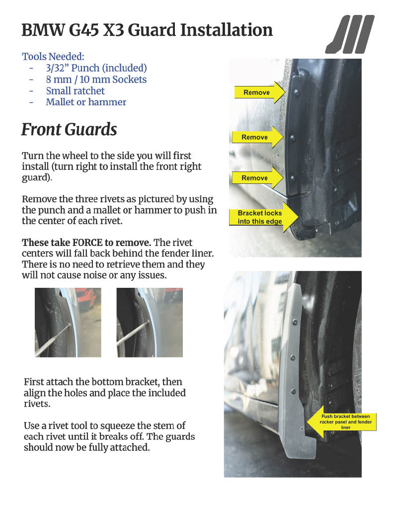 G45 X3 splash guard instructions page 1